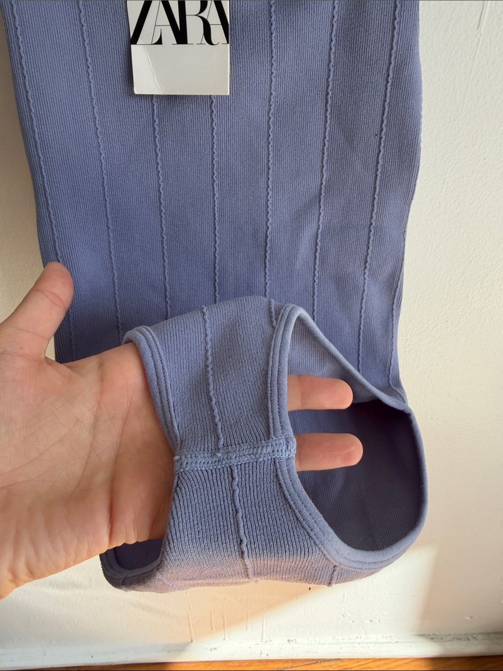 ZARA Lavender Ribbed Square-Neck Bodysuit - Picture 2 of 4